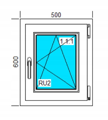 PVC ДОГРАМА 500x600 RU БЯЛА ДЯСНА