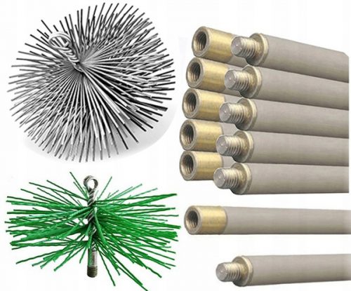 Професионален комплект за почистване на комина на пещта от дъното, четка за пръти 9,8м