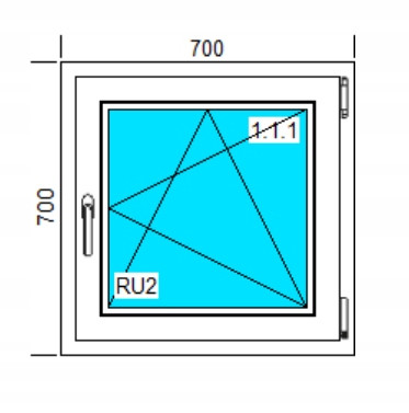 PVC ДОГРАМА 700х700 RU БЯЛА ДЯСНА