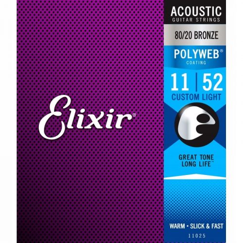  Струни за китара Elixir 11025 PolyWeb 80/20 Bronze