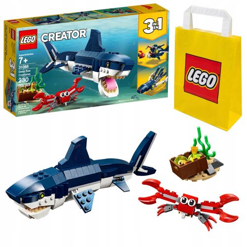  LEGO Creator 3 в 1 31088 Sea Creatures + Хартиена торба LEGO 6315786 жълто 24x8x18 cm