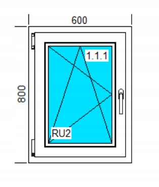 PVC ДОГРАМА 600x800 RU БЯЛА ЛЯВА