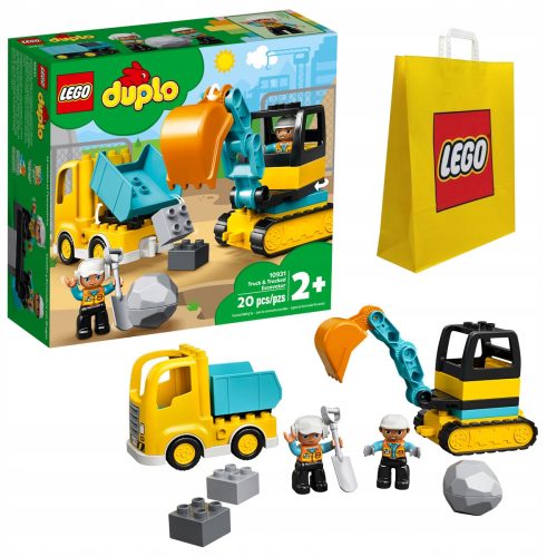  LEGO Duplo 10931 Камион и верижен багер + LEGO 6315792 ХАРТИЕНА ЧАНТА VP MEDIUM M 34X41X10 TE