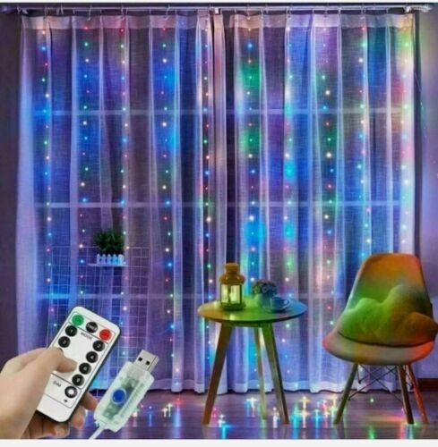  LED светещи перде 300 3х3м RGB дъга