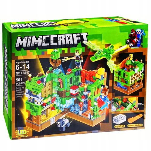  Minecraft Attack върху LED BASE 501ele + 2 LEGO ТУХЛИ