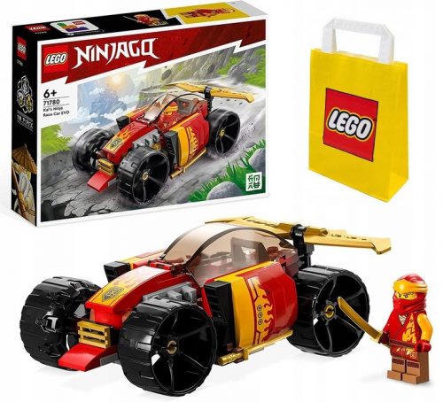  LEGO Ninjago Kaia EVO Ninja състезателна кола 71780 + LEGO хартиена чанта 6315786 Жълто 24x8x18 cm