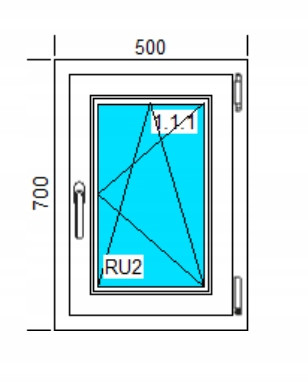 PVC ДОГРАМА 500х700 RU БЯЛА ДЯСНА