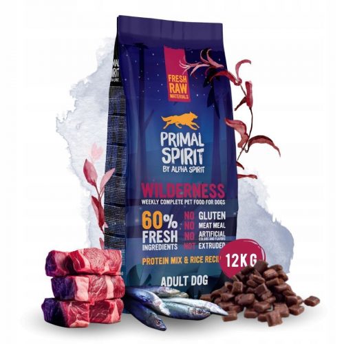  Primal Spirit 60% Wilderness суха храна, микс от вкусове, 1 кг