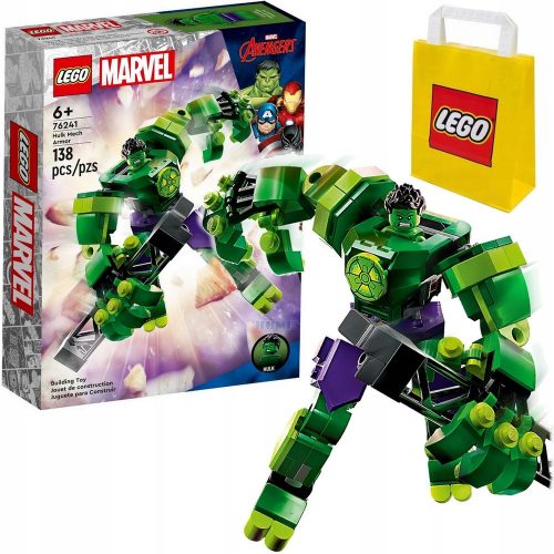  LEGO Super Heroes 11127183 LEGO MARVEL МЕХАНИЧНАТА БРОНЯ НА ХЪЛК + LEGO хартиена торба 6315786 жълта 24x8x18 cm