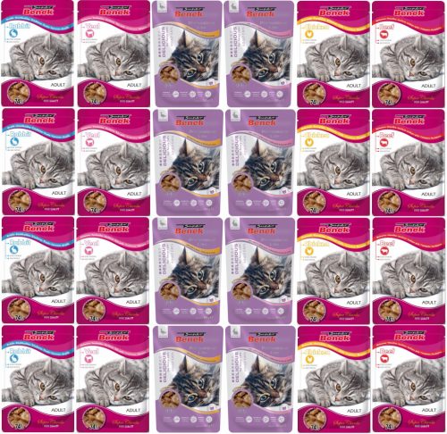  Мокра котешка храна Super Benek Cat Sachets Mix of Flavors 24x100гр