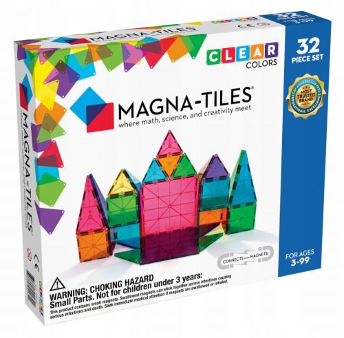  Magna-Tiles магнитни блокове, прозрачни, 32 бр.