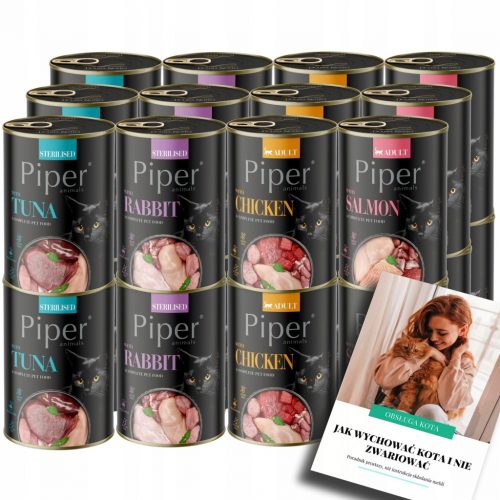  PIPER мокра храна за възрастни котки CAN Микс от вкусове 24x400G + EBOOK CAT