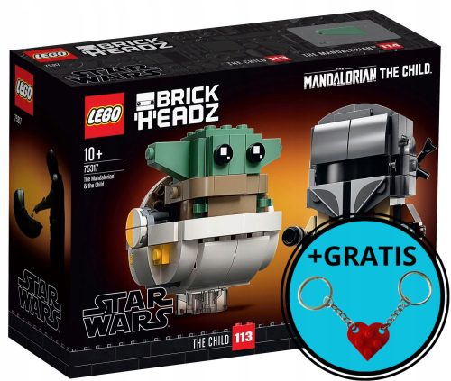  LEGO BrickHeadz 75317 Мандалорецът и детето + LEGO ключодържател сърце