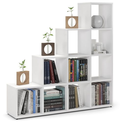  White Step Bookcase 10 рафтове Шкаф