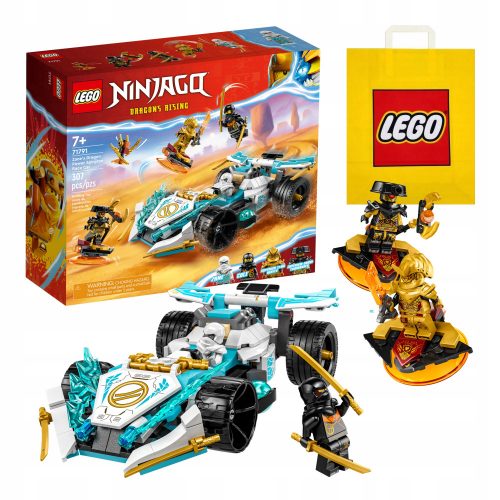  LEGO Ninjago Dragon Spinjitzu Race Car на Zane 71791 + LEGO VP Хартиена торба 6315792 Средна