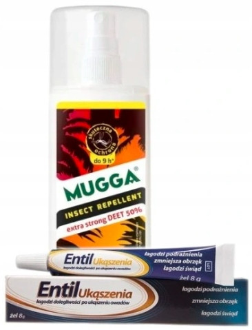  Mugga Deet спрей против комари и кърлежи 50% 75 ml + Entil гел за ухапвания Entil bites 8 ml 8 g