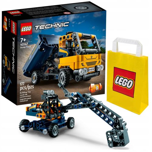  LEGO Technic Самосвал 42147 + LEGO хартиена чанта 6315786 жълта 24x8x18 cm