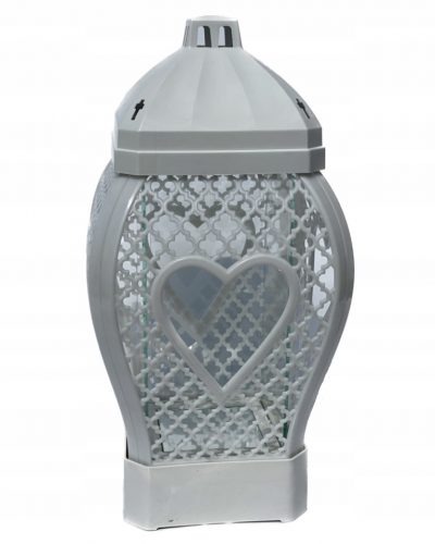  фенер за свещ Glamour Heart Openwork Голям черен 37см