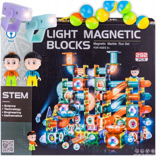  DK Magnetic Blocks Светещи магнитни блокове Ball Track 292 елемента Bullet Track 292 бр.