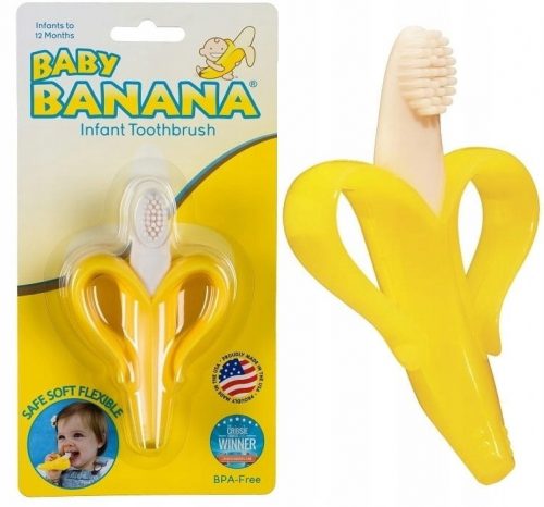  Ортодонтска гризалка Baby Banana, силиконова, нюанси на жълто и златно