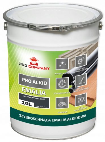 PRO ALKID Бързосъхнещ алкиден емайллак 10л Антрацит RAL 7016