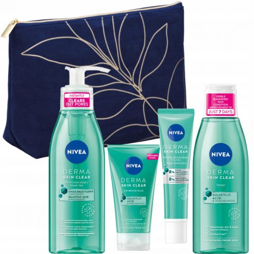  Комплект за почистване на лице NIVEA Derma Clear + козметични тампони