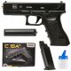  GLOCK METAL BB GUN СЪС ЗАГЛУШИТЕЛ, ASG РЕПЛИКА + 1000 BBs