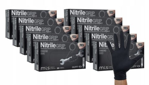 MTS безопасност и защита Nitrile GRIP Expert Черни ръкавици черни здрави gogrip размер 10 - XL 250 чифта