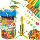  ТВОРЧЕСКИ КОМПЛЕКТ ОТ СЛАМКИ Construction Blocks Tubes Sticks Bucket 560 бр.