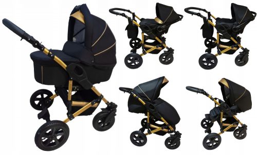  Детска количка X-Trall Pram черно и златно 3в1