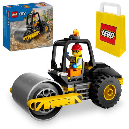  LEGO City 60401 Строителен валяк + Хартиена торба LEGO 6315786 жълто 24x8x18 см