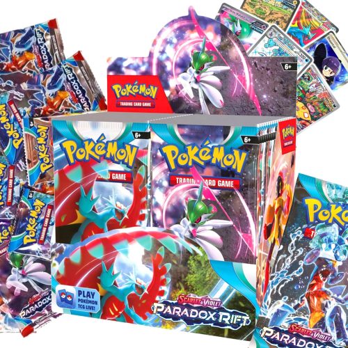  POKEMON COLLECTOR CARDS MEGA BOX LARGE PARADOX RIFT SET 360 PCS + 2× POKEMON OBSIDIAN FLAMES CARDS ЧАНТА ОТ 10 КАРТИ