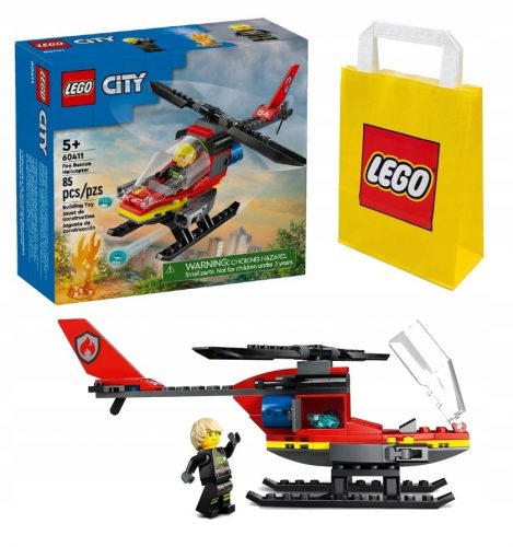  LEGO City 60411 Пожарно-спасителен хеликоптер + хартиена торба LEGO 6315786 жълто 24x8x18 cm