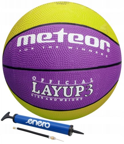 Meteor Layup 3 баскетболна топка 3 + ръчна помпа Enero 5907637336548