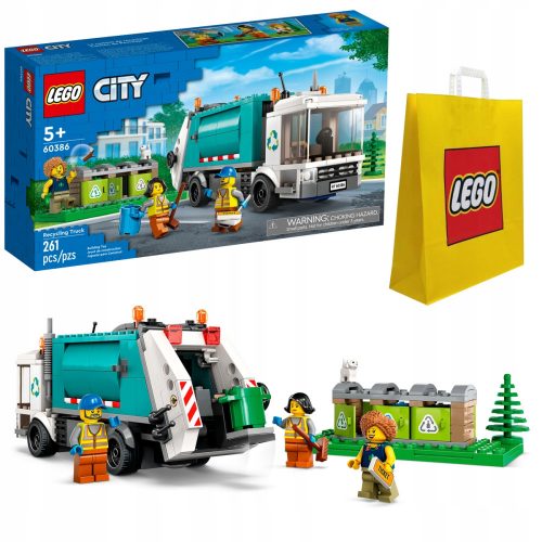  LEGO City 60386 Камион за рециклиране + LEGO 6315792 VP ХАРТИЕНА ЧАНТА СРЕДНА M 34X41X10 TE