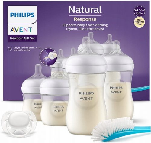  Комплект шишета PHILIPS Avent Natural SCD838/11 + платнена пелена Babymam, гладко бяло