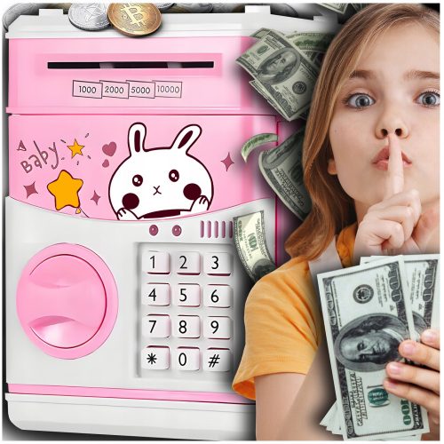  Електронна касичка Rabbit Like ATM Safe, розова, подарък за момиче