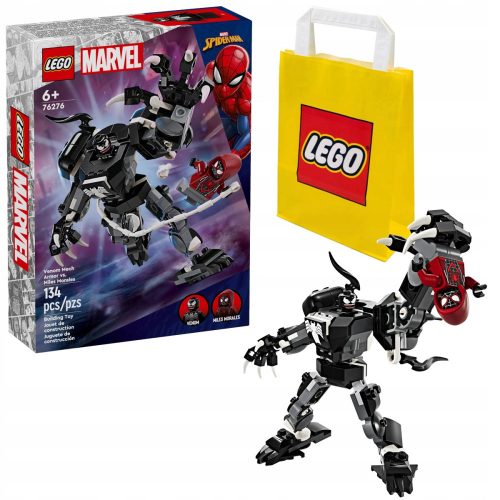  LEGO Super Heroes 76276 Venom срещу броня с часовников механизъм Miles Morales + Хартиена торбичка LEGO 6315786 жълто 24x8x18 см