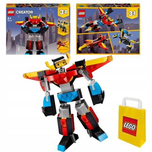  LEGO Creator 3 в 1 31124 Super Robot + Хартиена торбичка LEGO 6315786 жълто 24x8x18 cm