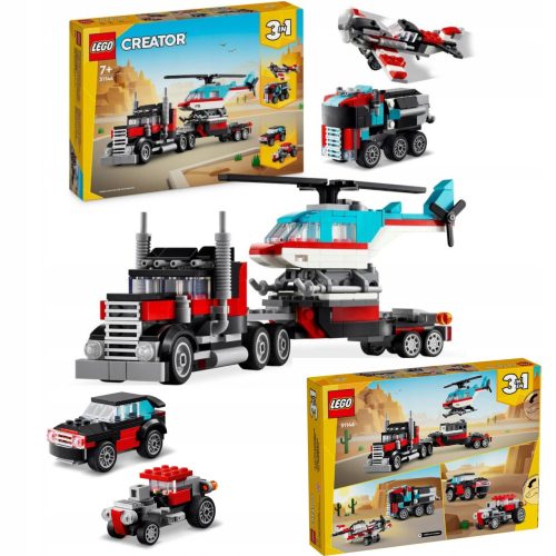  LEGO Creator 31146 Камион с бордова платформа и хеликоптер + картичка Коледа, Ден на баба, Ден на дядо, Ден на жената, Ден на майката, Нова година, Рожден ден 15 x 12 cm