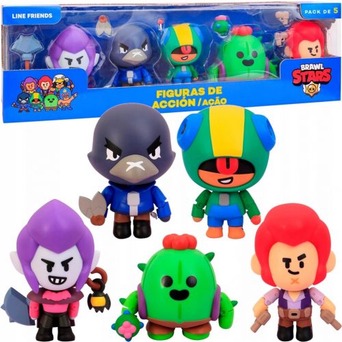  BRAWL STARS ПОДВИЖНИ ФИГУРКИ BRAYERS 5-PACK MORTIS RAW LEON SPIKE COLT