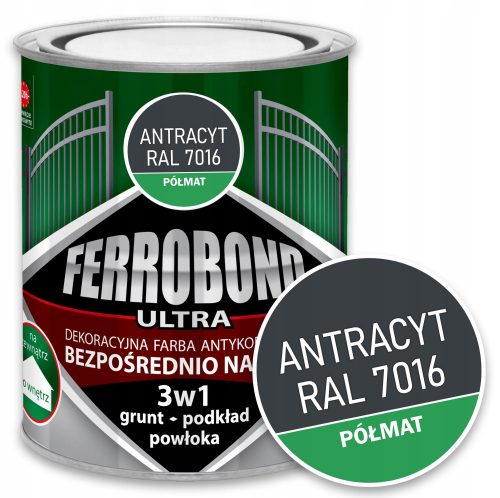 Маслено-фталов емайллак за метал Ferrobond 0,7 л нюанси на сиво и сребристо полумат