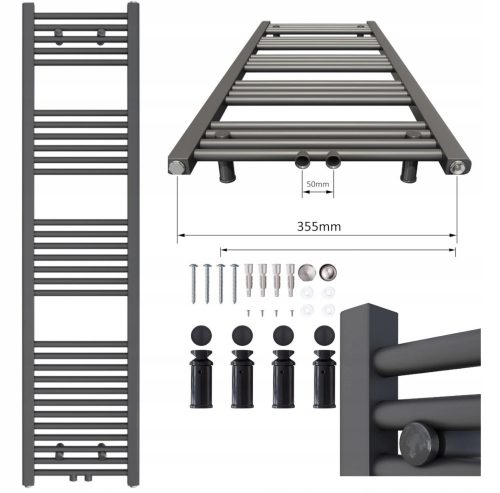 Воден радиатор за баня Aquabad 529 W 400 x 1600 mm антрацит, черен, сив