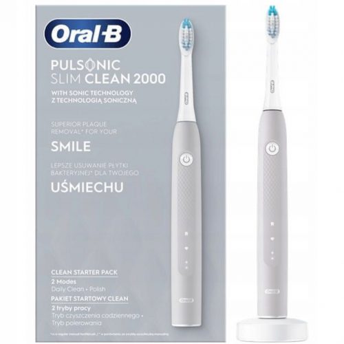 Електрическа четка за зъби Oral-B Pulsonic Slim Clean 2000, сива