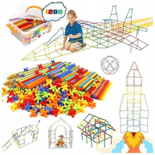  ТВОРЧЕСКИ КОМПЛЕКТ Construction Blocks Straws Tubes Sticks Box 1200 бр