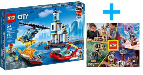  LEGO City 60308 Действие на крайбрежната полиция и охрана + LEGO КАТАЛОГ 2024 НОВО