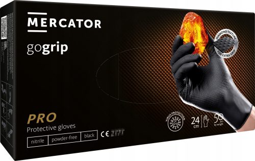 Ръкавици Mercator Medical GO GRIP BLACK EXTRA STRONG размер 9 - L 25 чифта