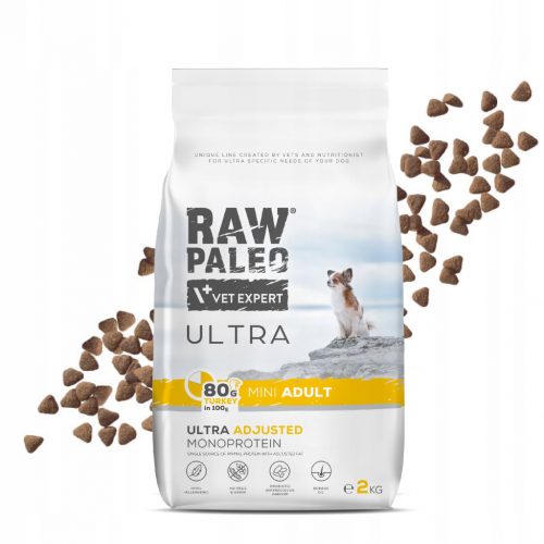  RAW PALEO ULTRA TURKEY ADULT MINI 2 кг пуйка суха храна за дребни породи кучета