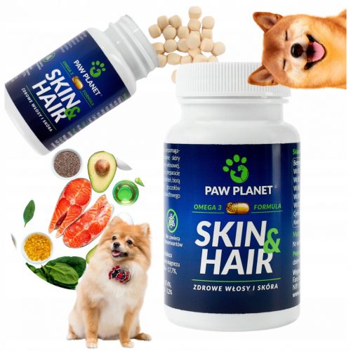  PAW PLANET SKIN HAIR ТАБЛЕТКИ ЗА КОСА КУЧЕШКА КОСА ВИТАМИНИ ОМЕГА3 60БР.