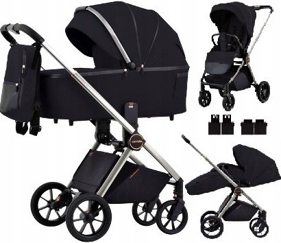  Бебешка количка CARRELLO Ultra CRL-6525 2in1 Night Black + адаптери ALFA Carrello за столче за кола Maxi-Cosi Cybex